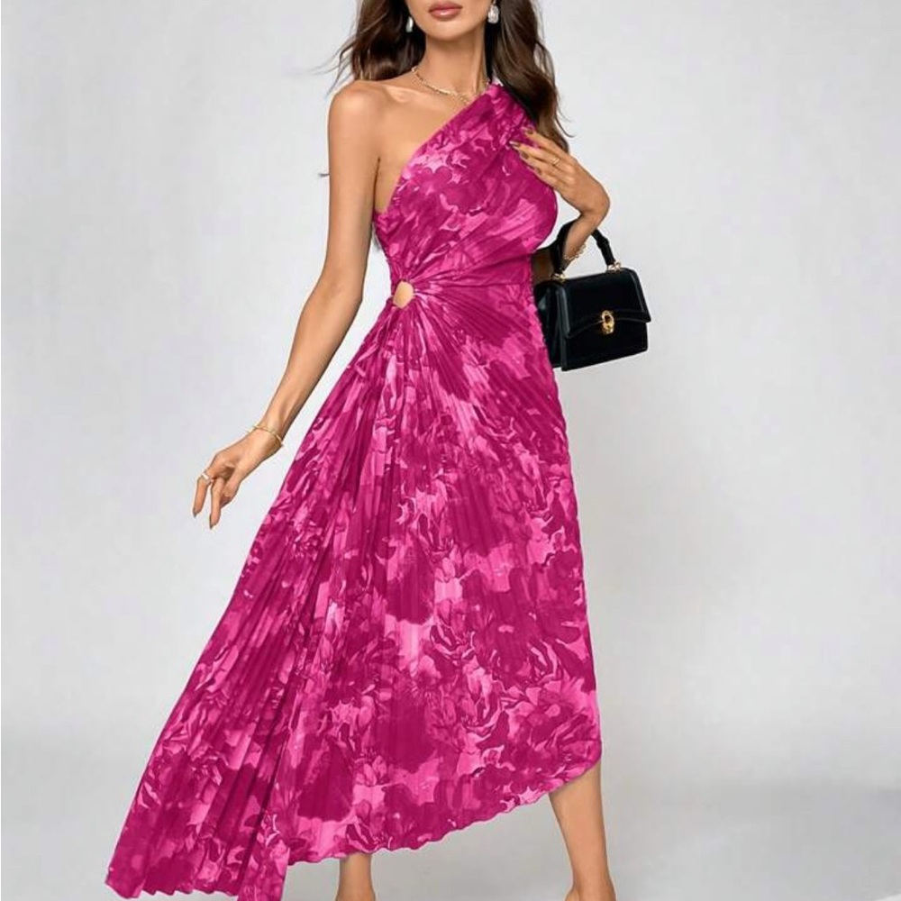 Elegant Pink One-Shoulder Dress